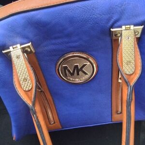 Michael Kors Blue and Brown Handbag